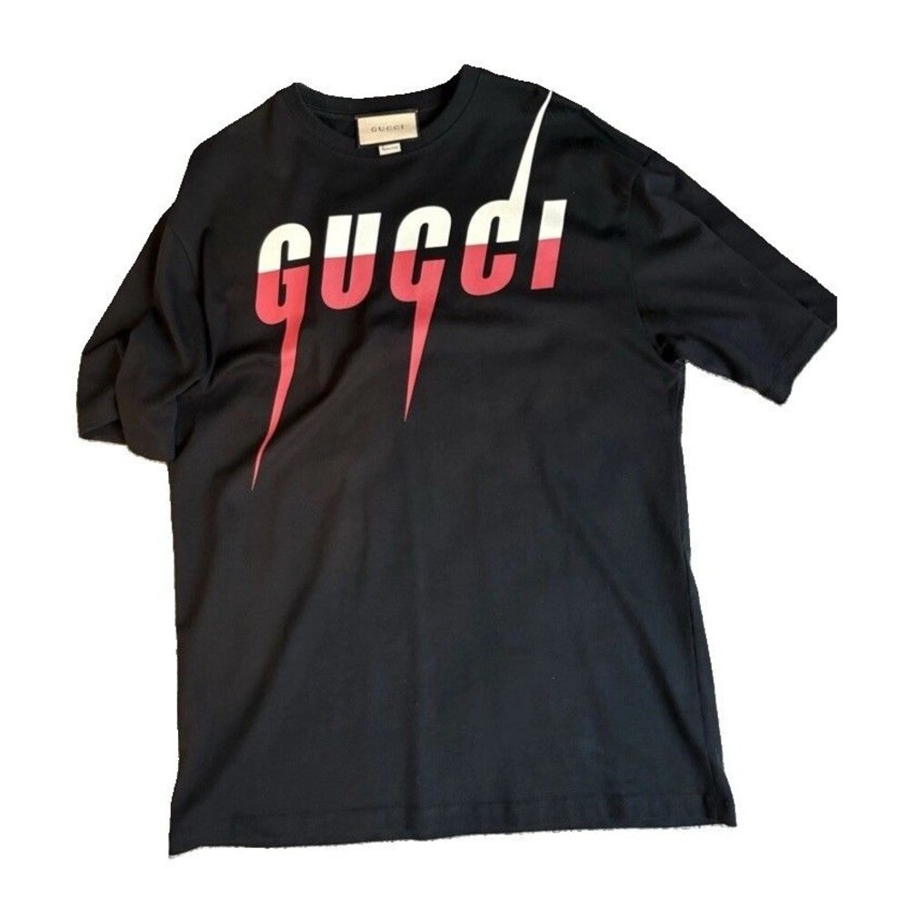 Gucci Blade Lightning Logo T-Shirt XL Black Red White Made in Italy